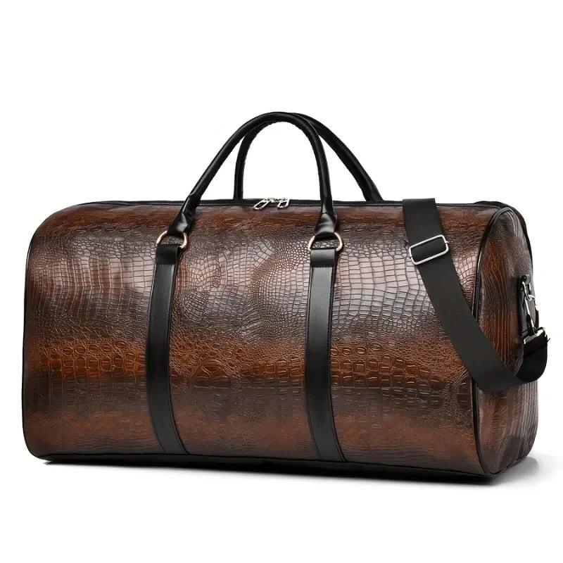Crocodile Textured Travel Duffel Bag