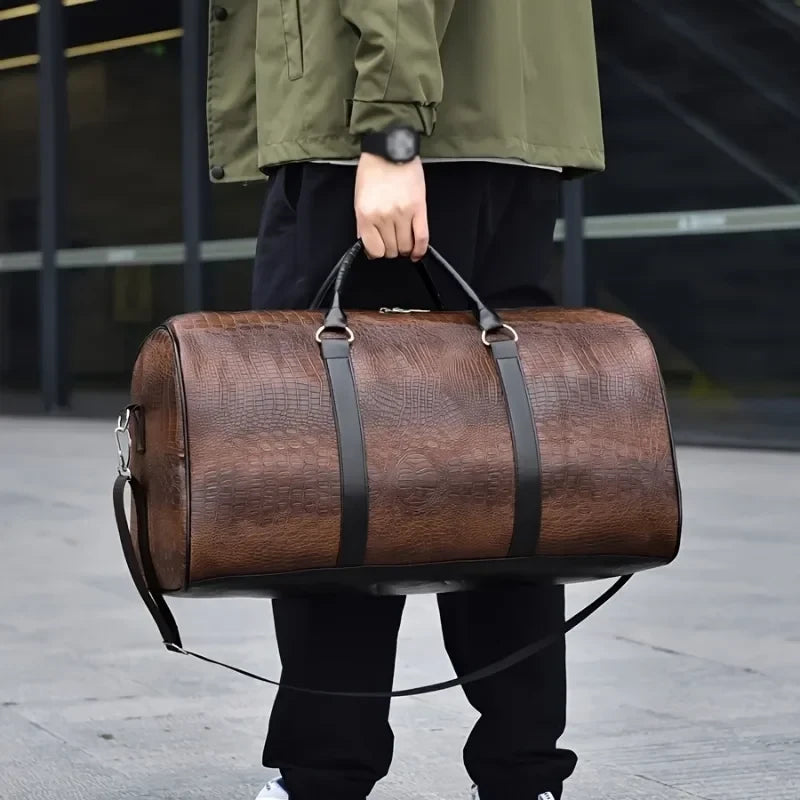 Crocodile Textured Travel Duffel Bag