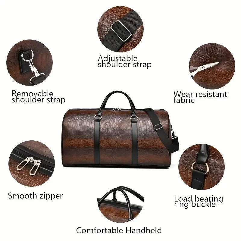 Crocodile Textured Travel Duffel Bag