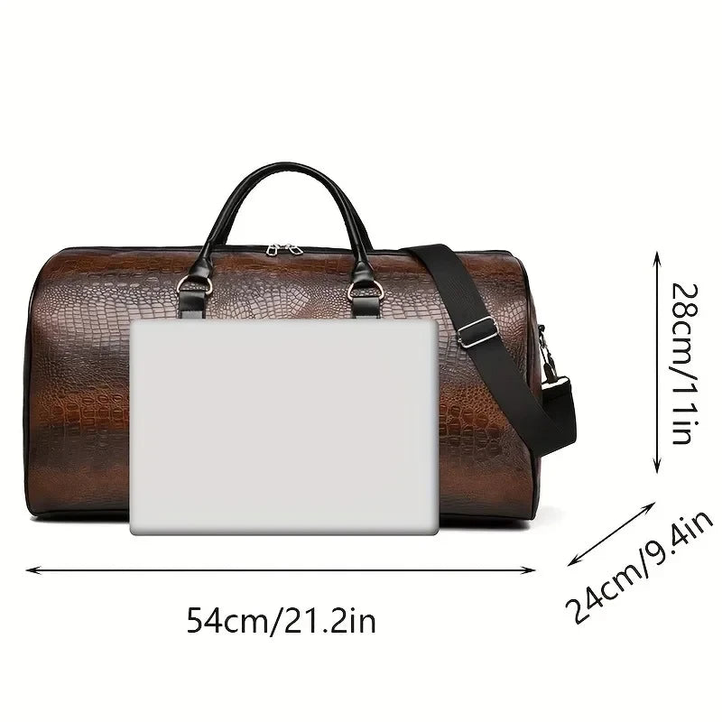 Crocodile Textured Travel Duffel Bag