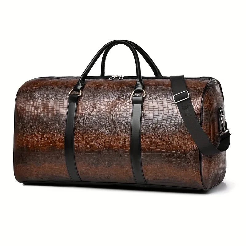 Crocodile Textured Travel Duffel Bag