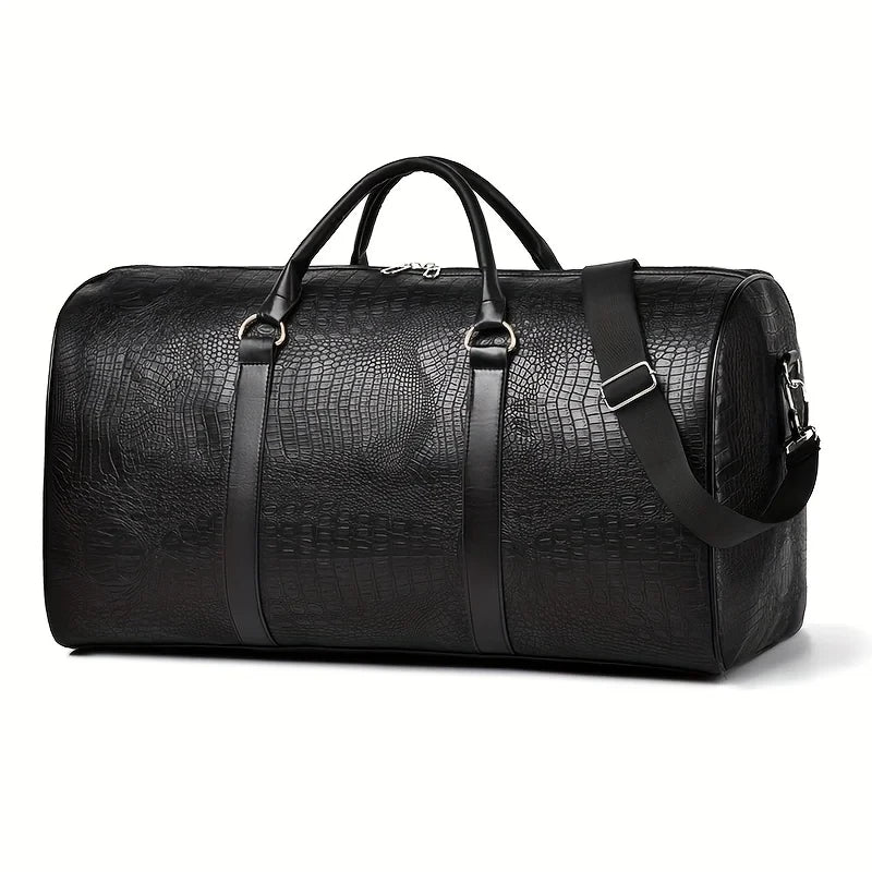 Crocodile Textured Travel Duffel Bag