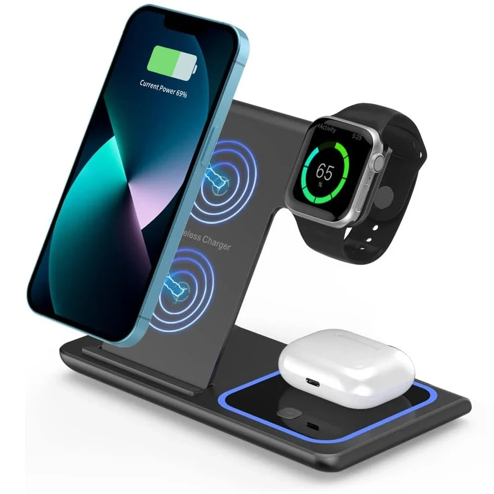 Foldable 3 in 1 Wireless Charger Stand