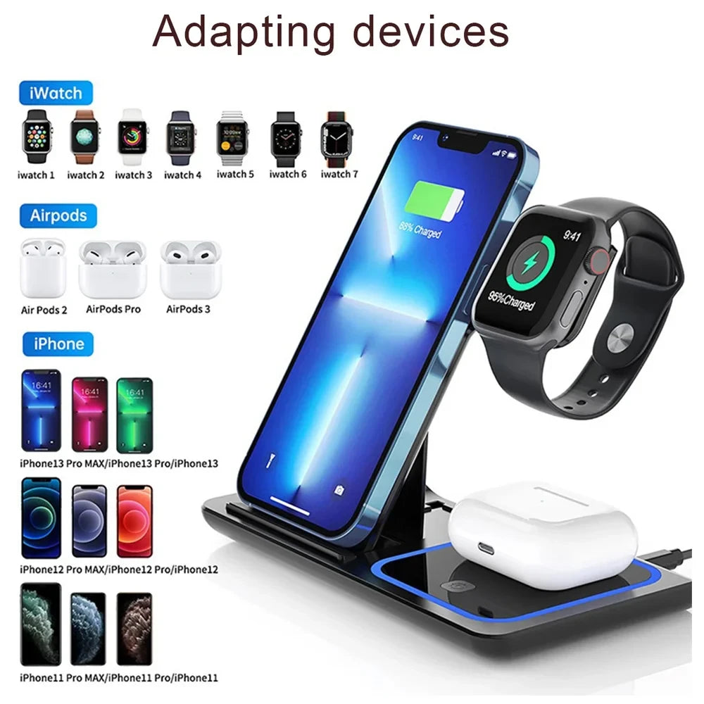 Foldable 3 in 1 Wireless Charger Stand