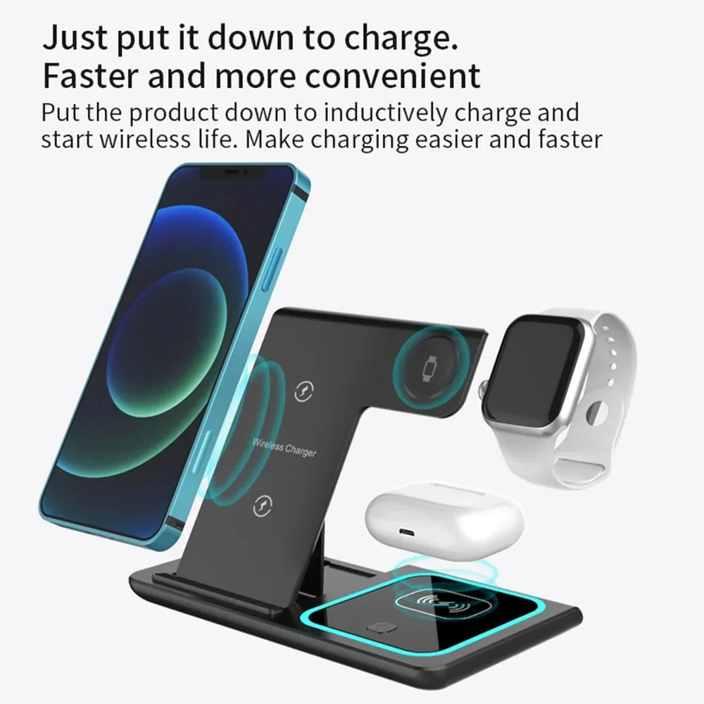Foldable 3 in 1 Wireless Charger Stand
