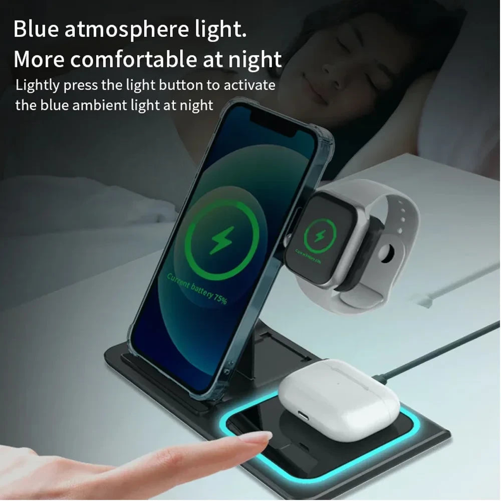 Foldable 3 in 1 Wireless Charger Stand