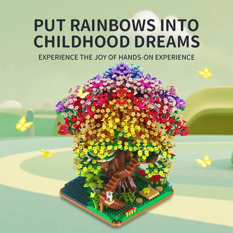 Rainbow Tree House Building Block Set