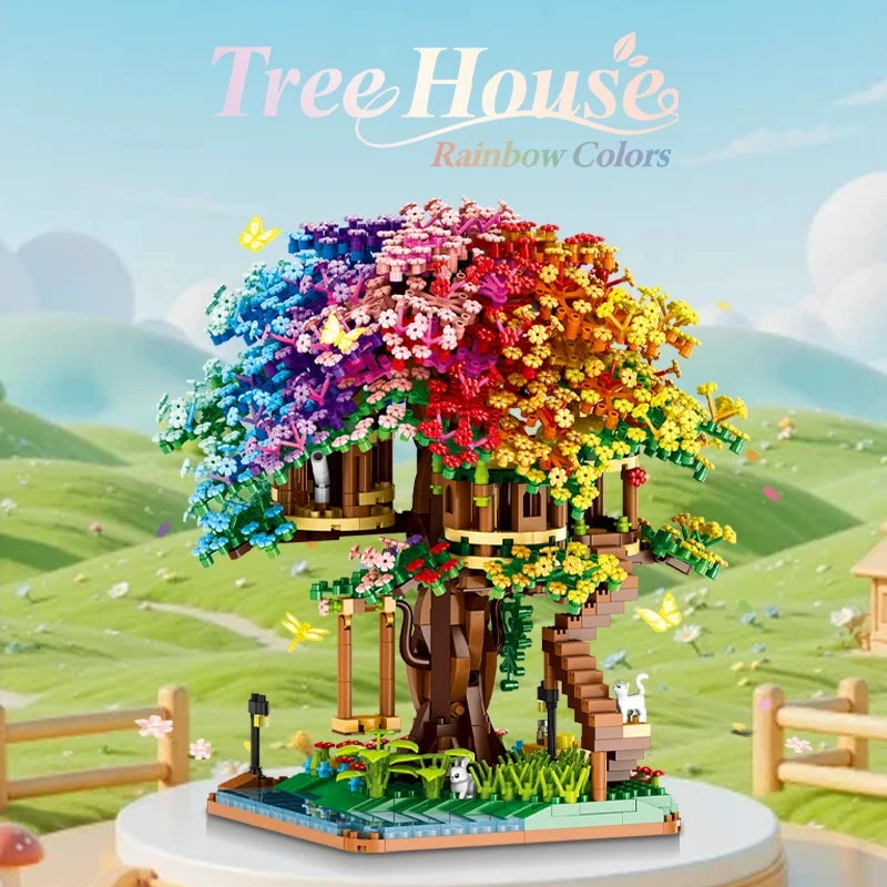 Rainbow Tree House Building Block Set