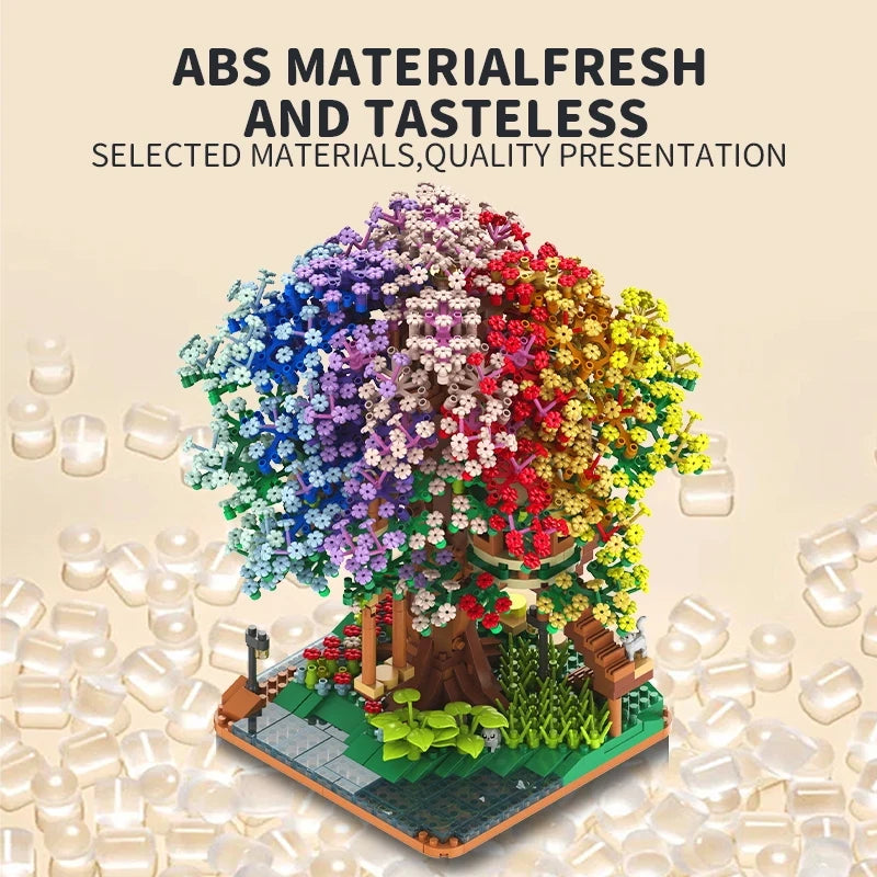 Rainbow Tree House Building Block Set