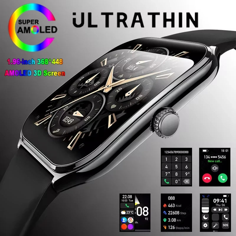 Ultra Thin AMOLED Smartwatch – Health Tracker with Heart Rate Monitor for Men & Women