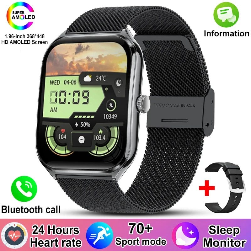 Ultra Thin AMOLED Smartwatch – Health Tracker with Heart Rate Monitor for Men & Women