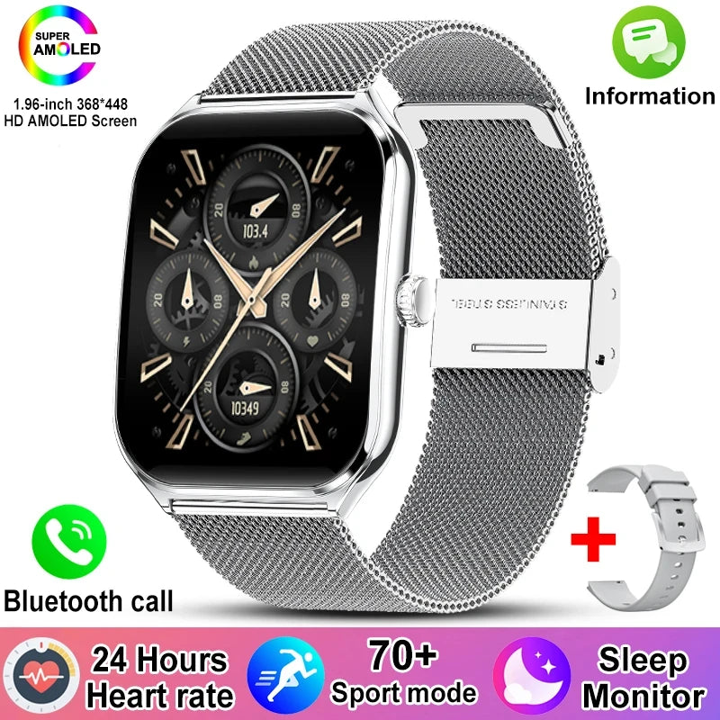 Ultra Thin AMOLED Smartwatch – Health Tracker with Heart Rate Monitor for Men & Women