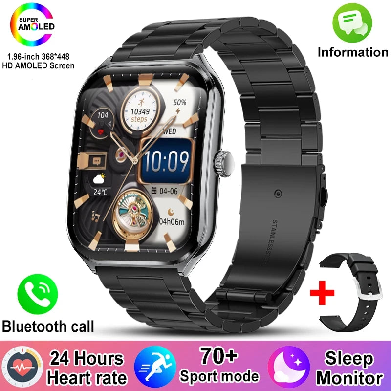 Ultra Thin AMOLED Smartwatch – Health Tracker with Heart Rate Monitor for Men & Women