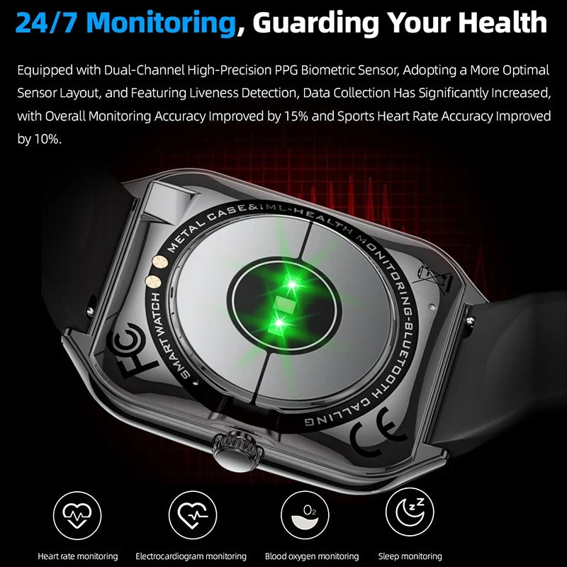 Ultra Thin AMOLED Smartwatch – Health Tracker with Heart Rate Monitor for Men & Women