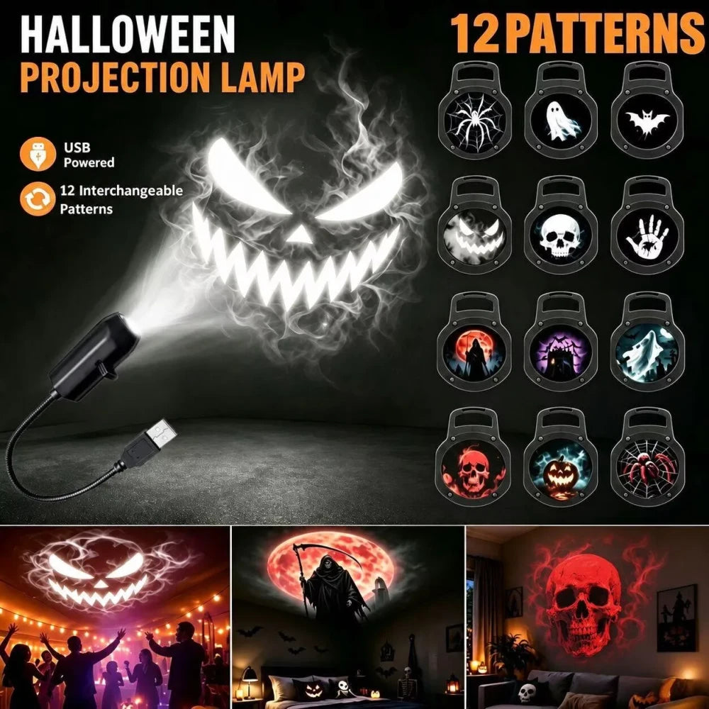 USB Projector Light Halloween Ghost Skull Night Light